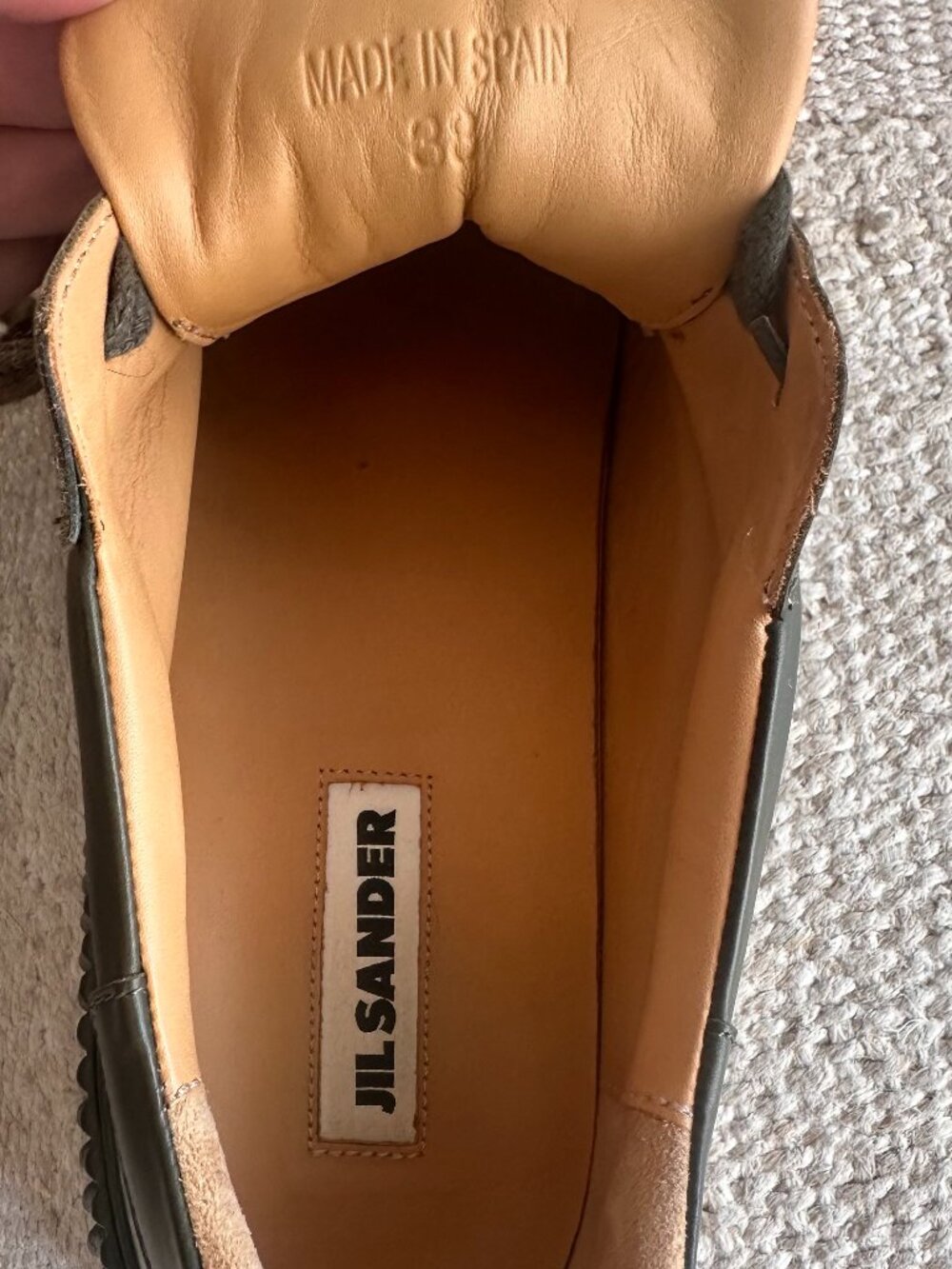 Jil Sander Dark Olive Green Leather Platform Sneakers – Size 38 - Picture 7 of 9
